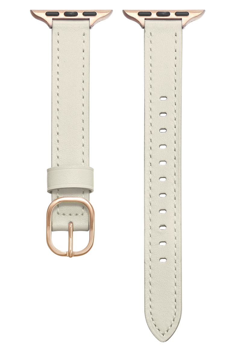 Leather Apple Watch® Watchband, Main, color, WHITE