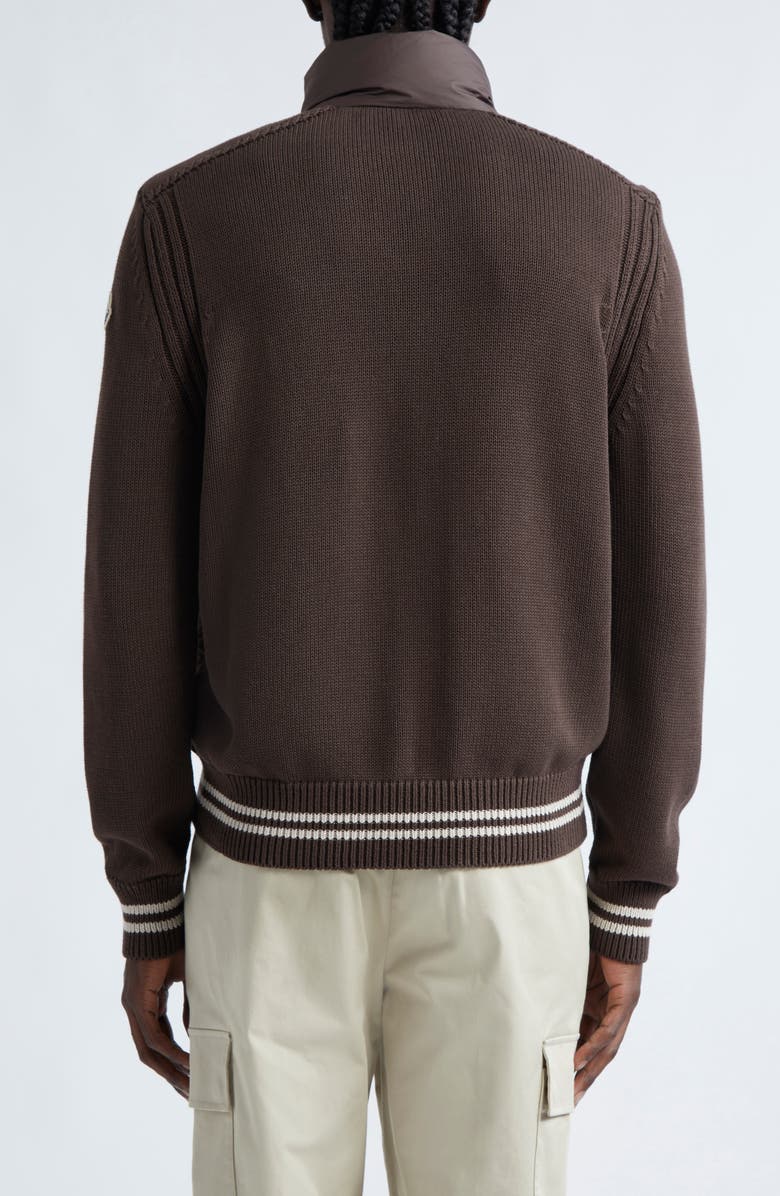 Moncler Quilted Down & Cotton Knit Cardigan, Alternate, color, 