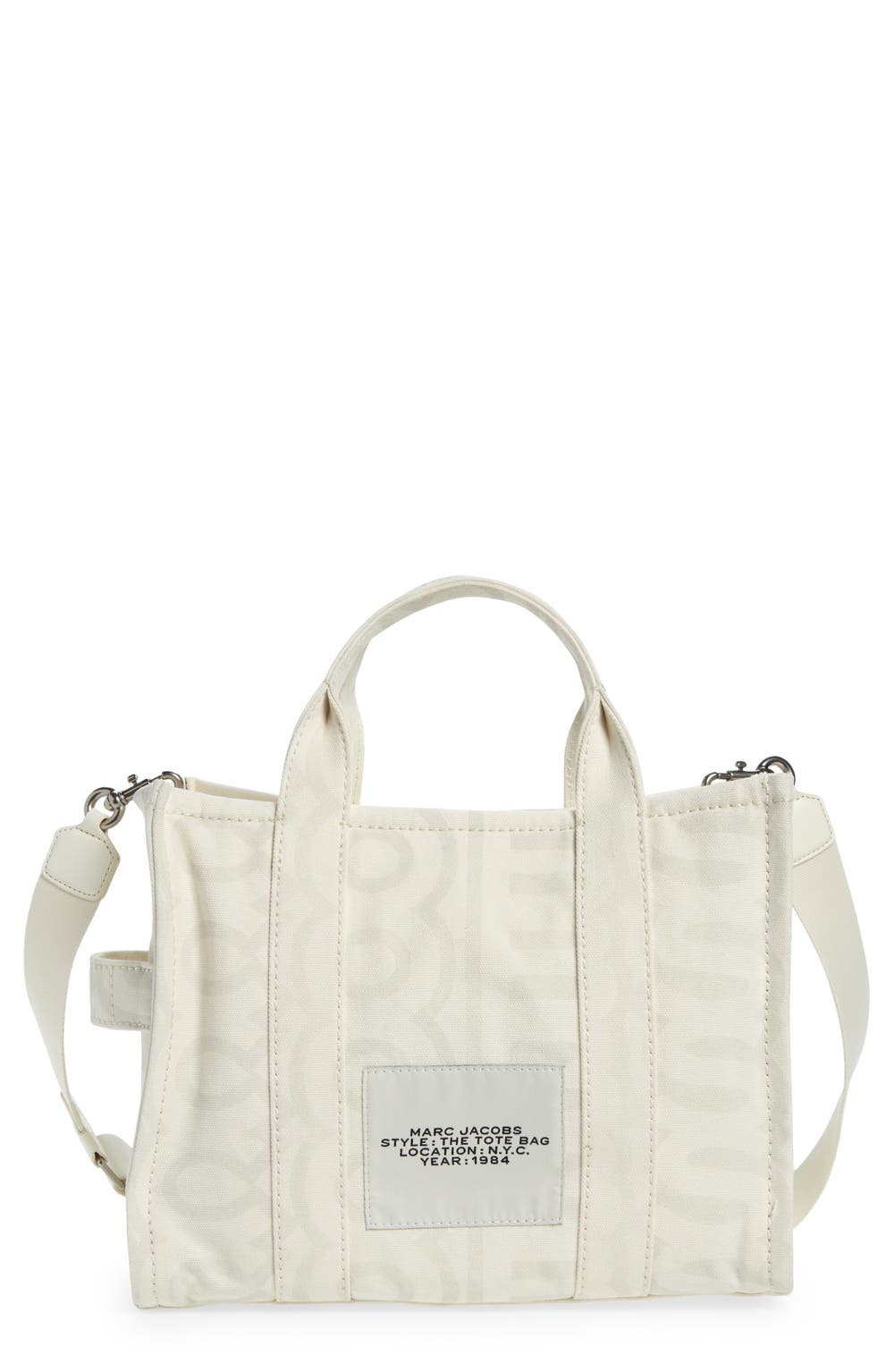 The Medium Monogram Tote Bag, color, EGGSHELL/OPTIC WHITE