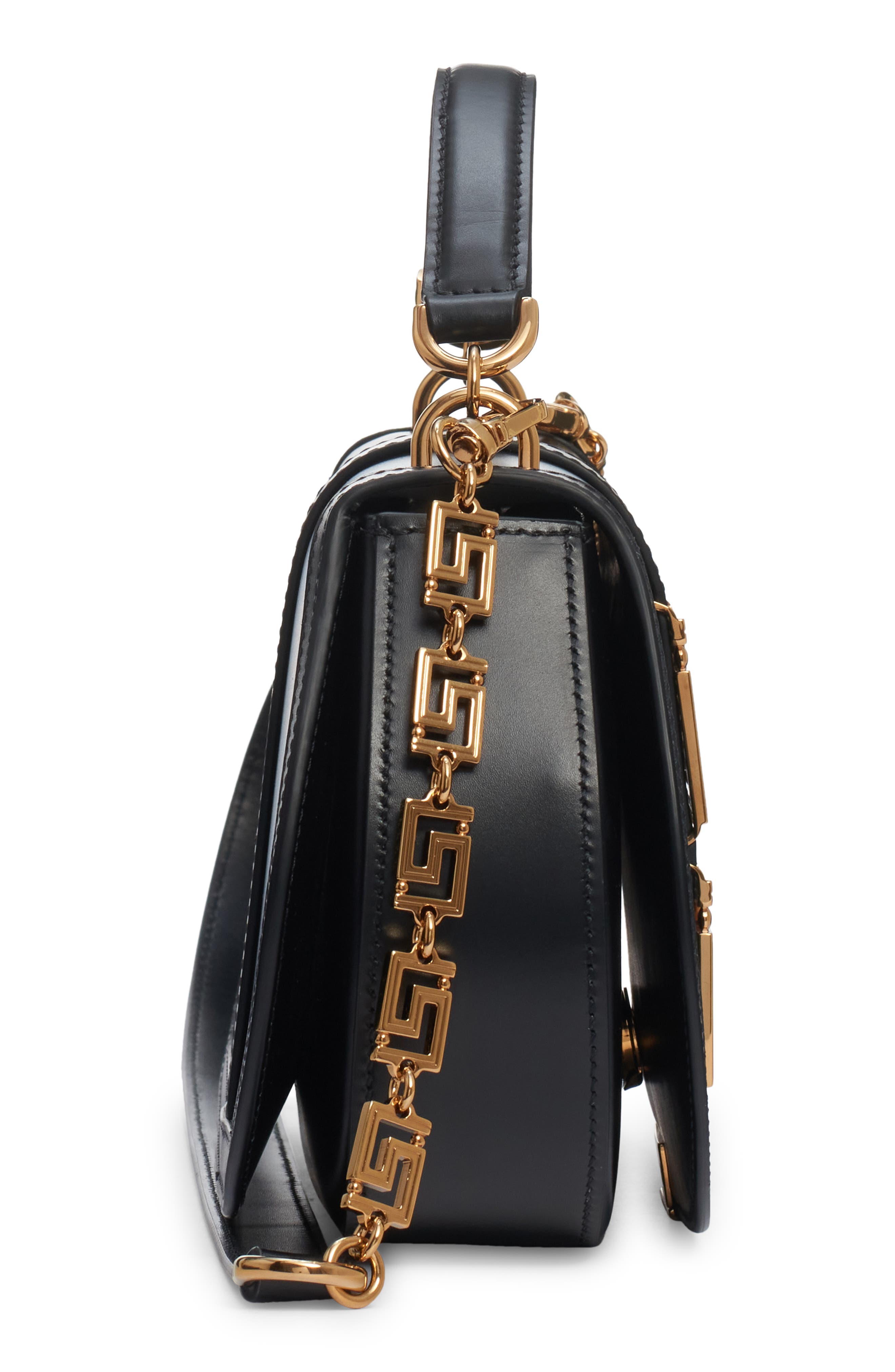 Versace Mini Greca Goddess Leather Shoulder Bag, Alternate, color, 