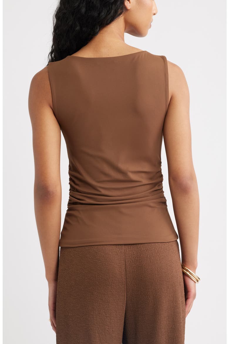Boat Neck Sleeveless Top, Alternate, color, BROWN TERRA