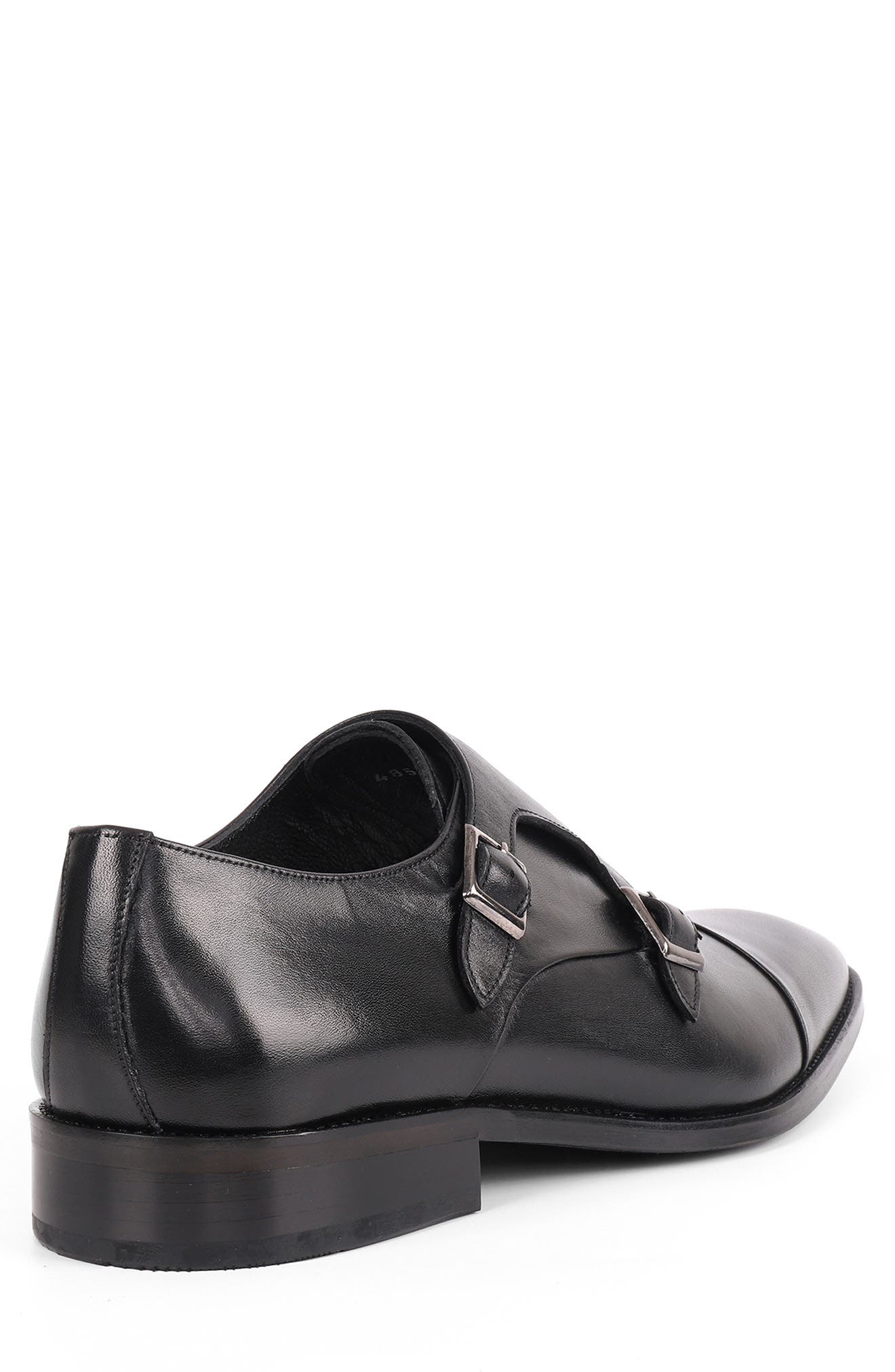 VELLAPAIS Lefors Double Monk Strap Leather Loafer, Alternate, color, Black