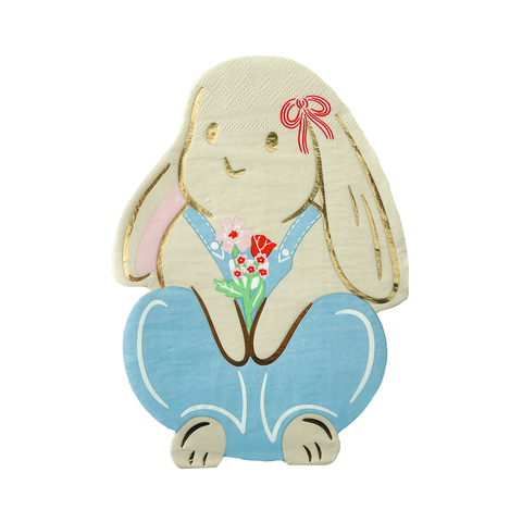 Bunnies In The Garden Overalls Bunny Large Napkins