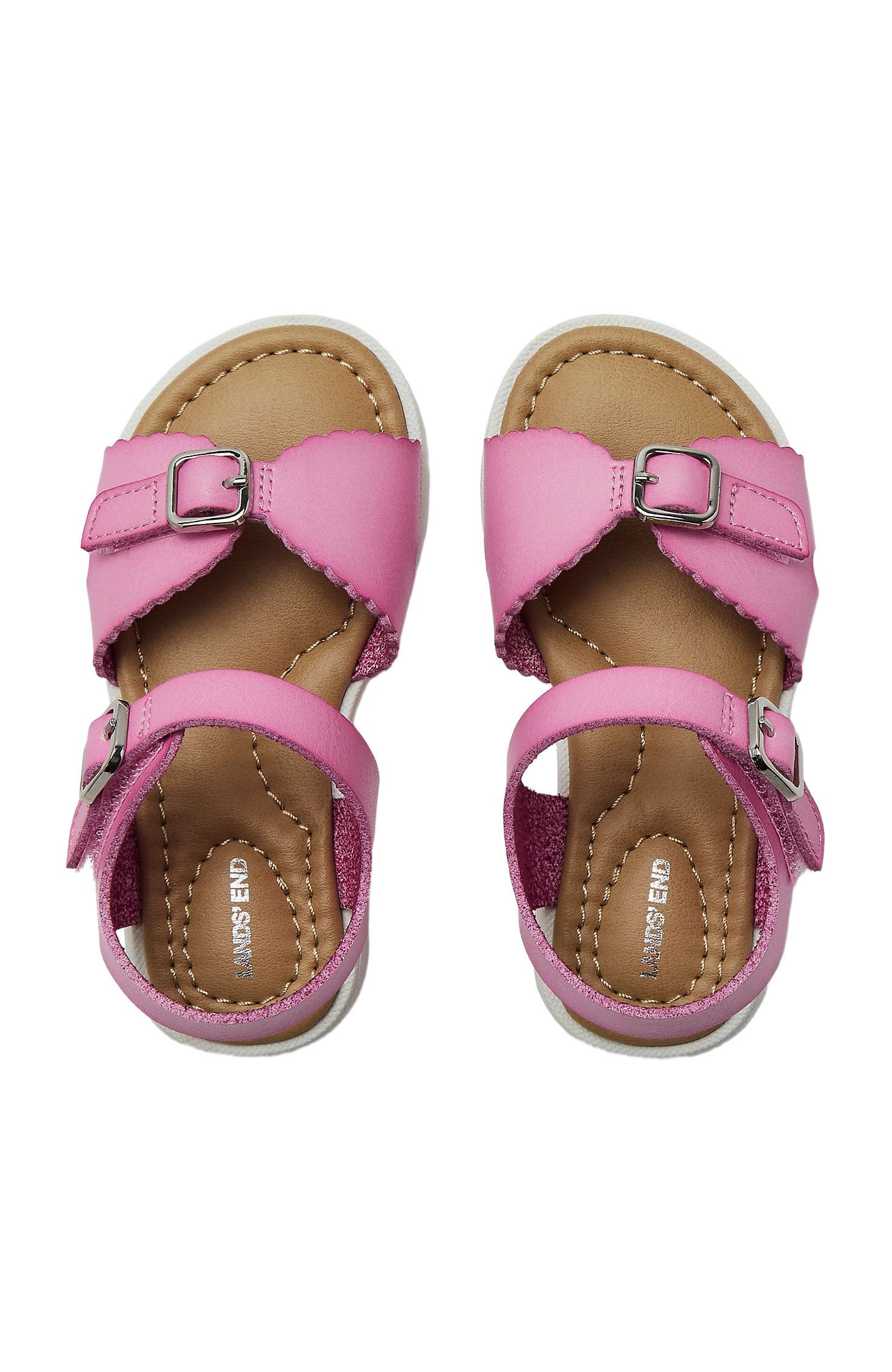 Lands' End Toddlers Easy On Scalloped Sandals, Alternate, color, Light Pink