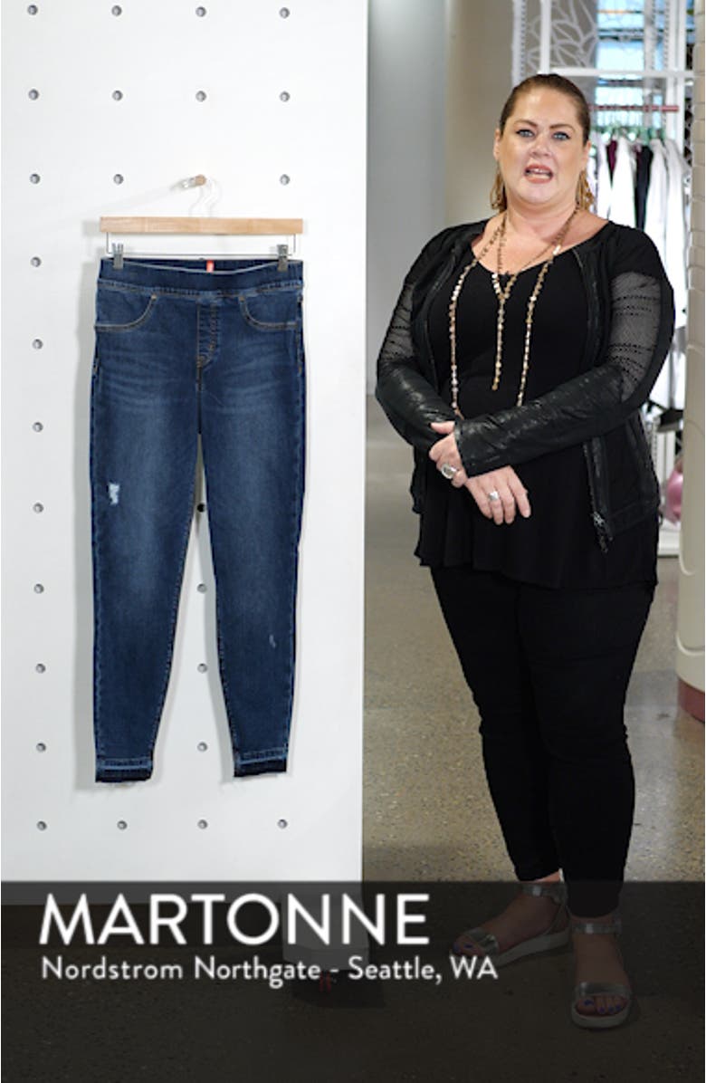 Distressed High Waist Ankle Denim Leggings, sales video thumbnail