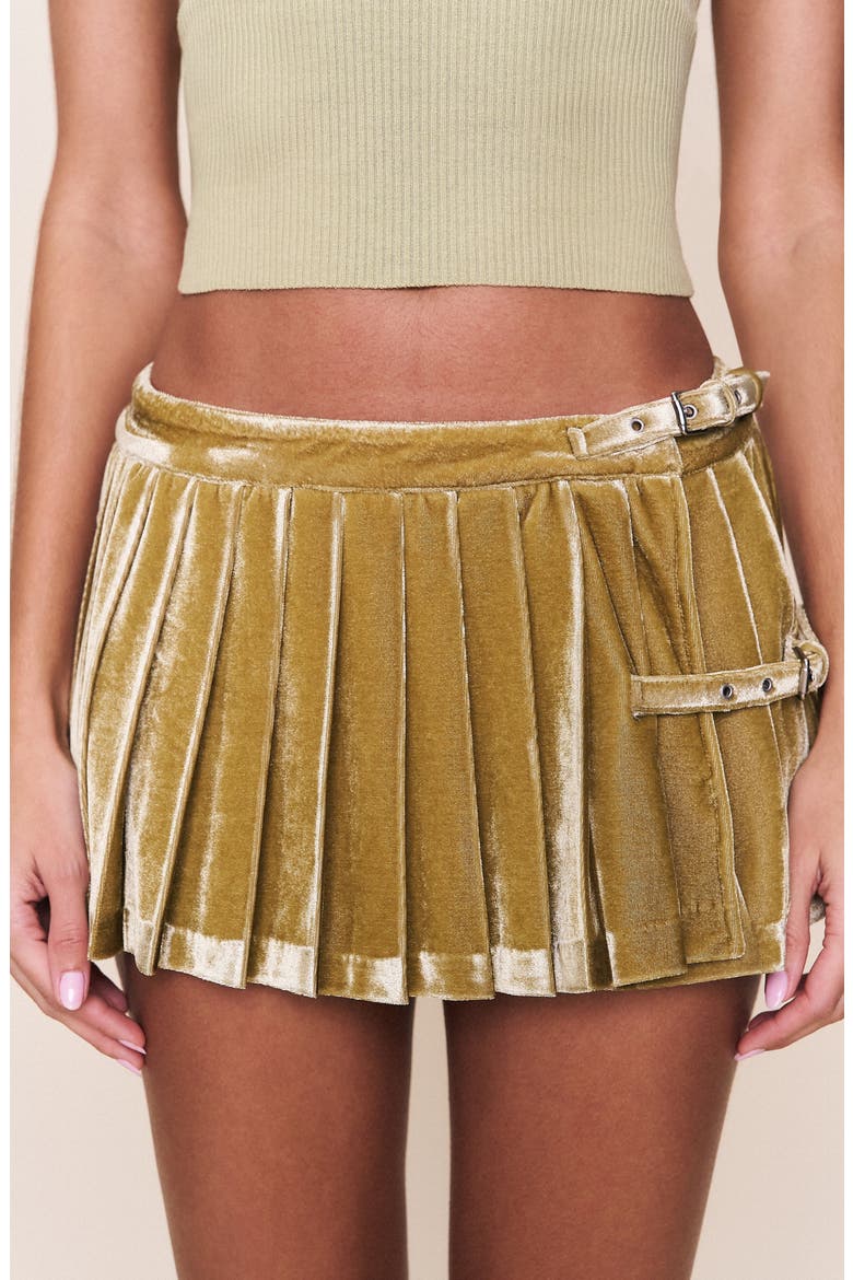 Rylan Velvet Mini Skirt, Alternate, color, Olive