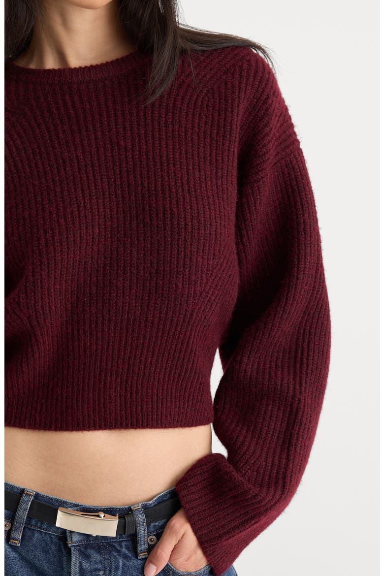 The Chunky Knit Crewneck Sweater, Alternate, color, BERRY NOIR