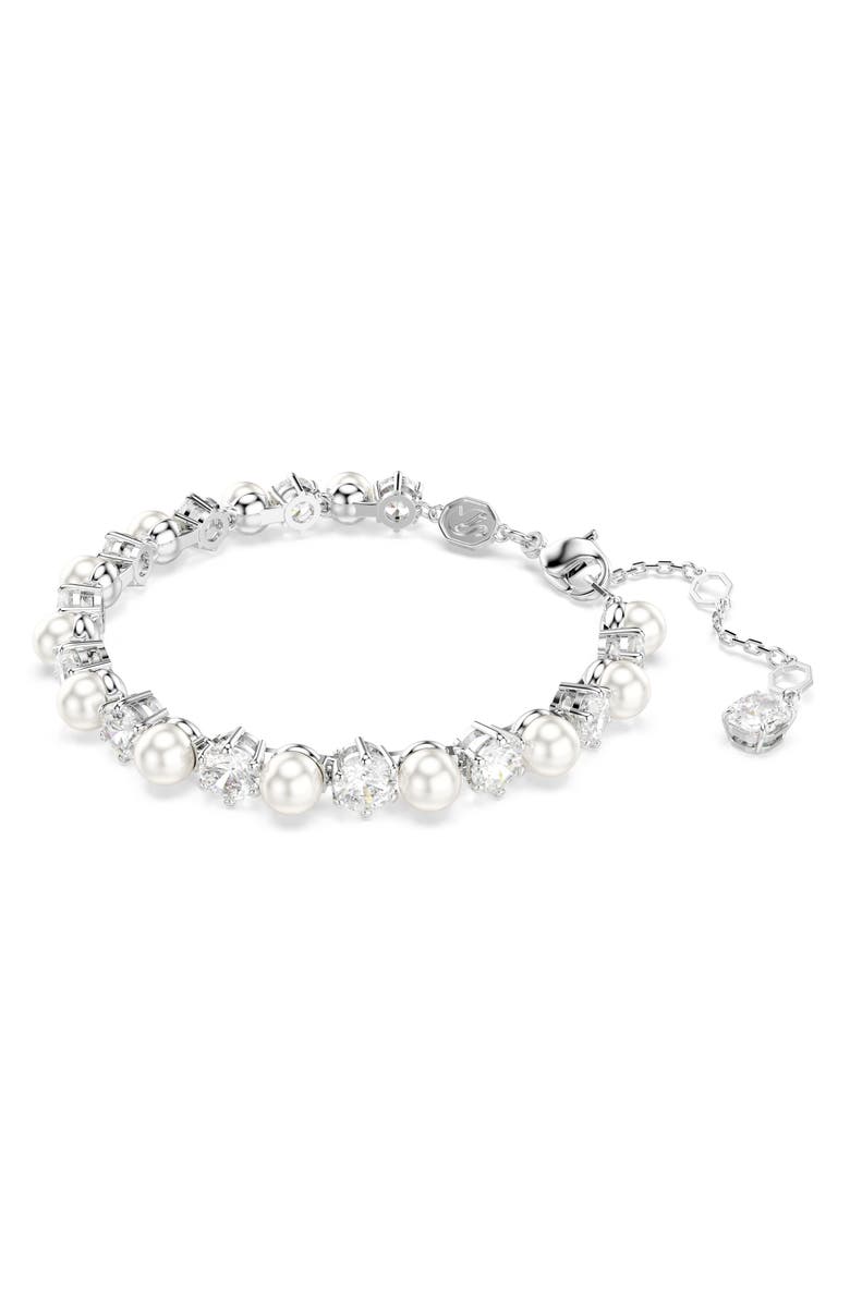 Swarovski Matrix Crystal & Faux Pearl Tennis Bracelet, Alternate, color,
