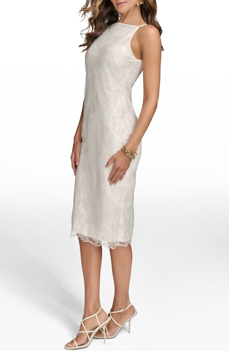 Donna Karan New York Embellished Sheath Dress, Alternate, color, Cream