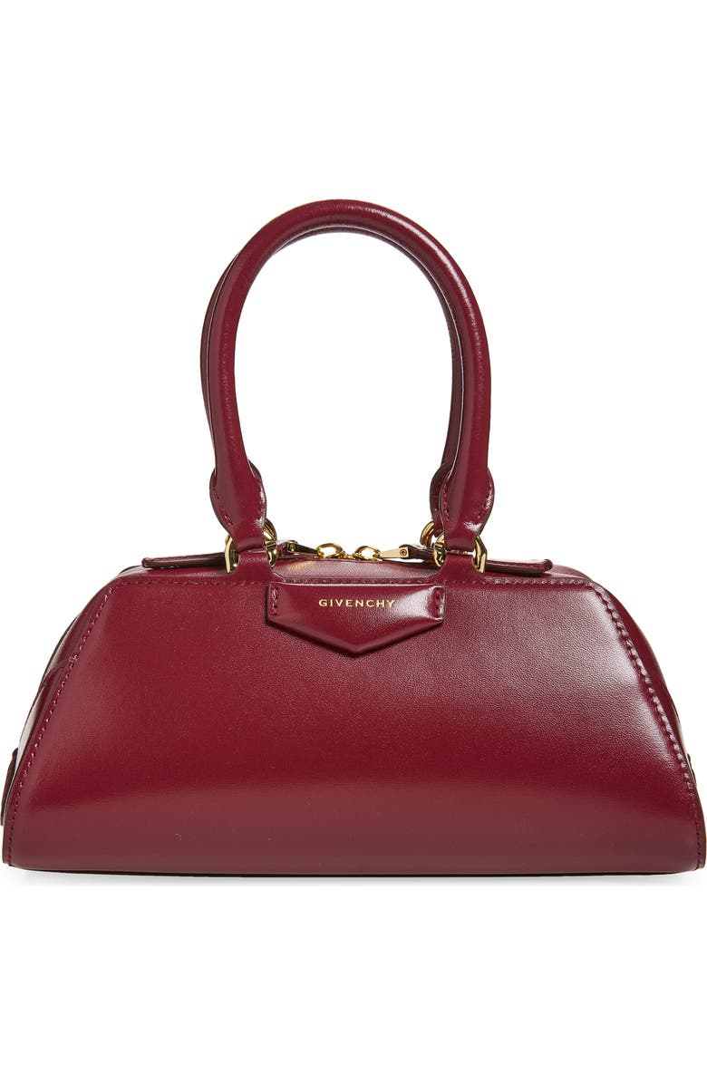 Givenchy Mini Antigona Leather East/West Satchel, Main, color, Burgundy