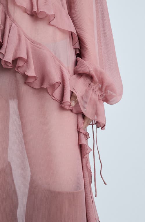 Shop Mango Royal Long Sleeve Ruffle Dress In Pink