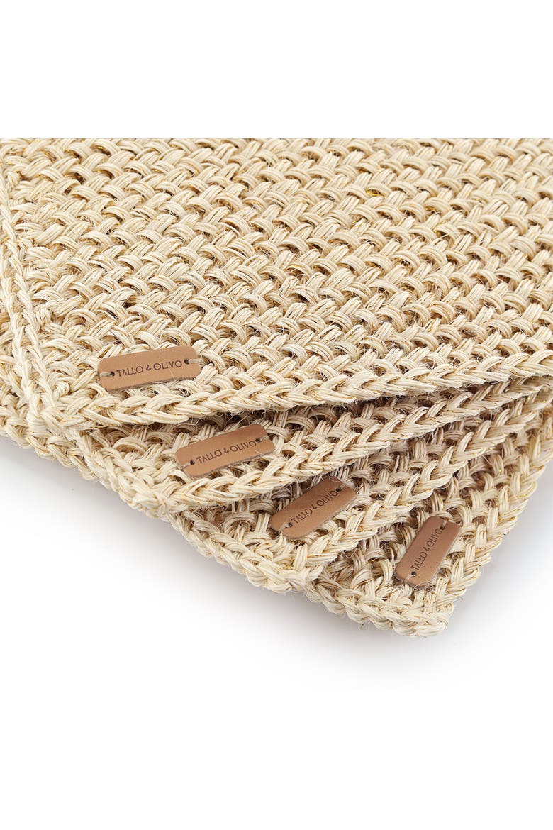 White Placemat with Golden Thread - Set of 4, Alternate, color, Natural