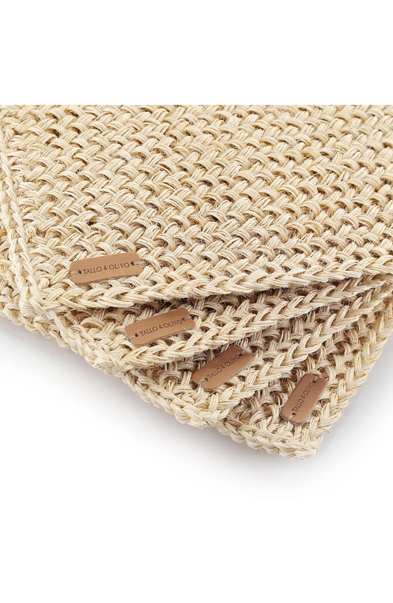 Tallo de Olivo White Placemat with Golden Thread - Set of 4, Alternate, color, Natural