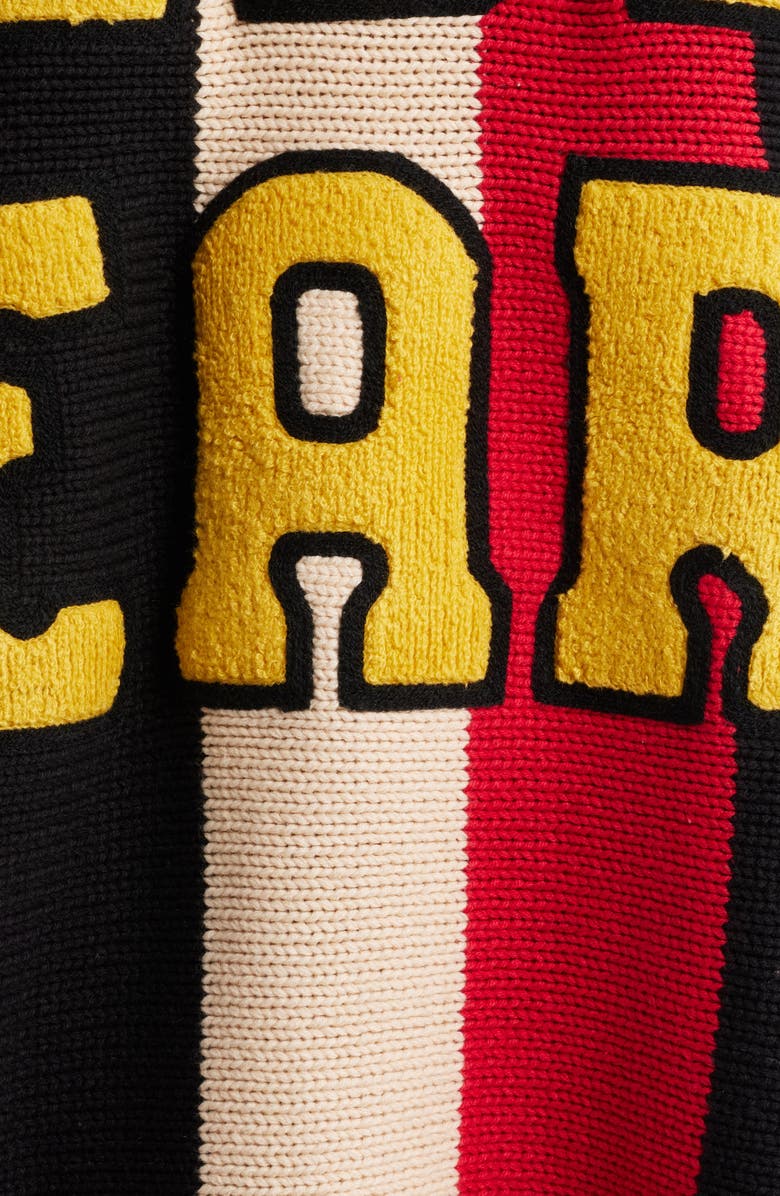 Dressed in Lala Rebel Heart Oversize Sweater, Alternate, color, Red/Black Stripes