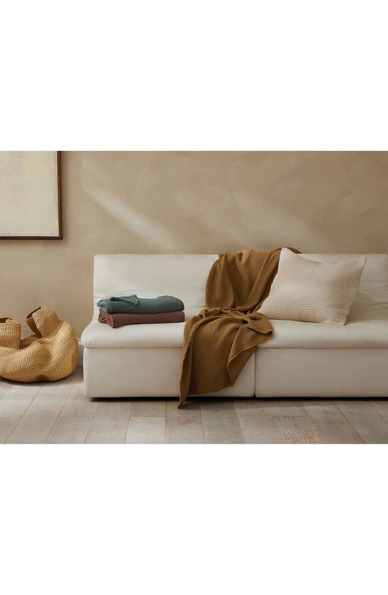 Coyuchi Topanga Organic Cotton Matelassé Blanket, Alternate, color, Hazel