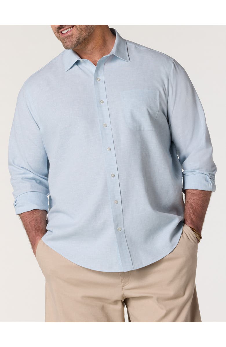 Oak Hill by DXL Big & Tall Linen-Blend Tech Sport Shirt, Main, color, Forget Me Not