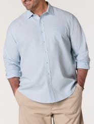 Oak Hill by DXL Big & Tall Linen-Blend Tech Sport Shirt