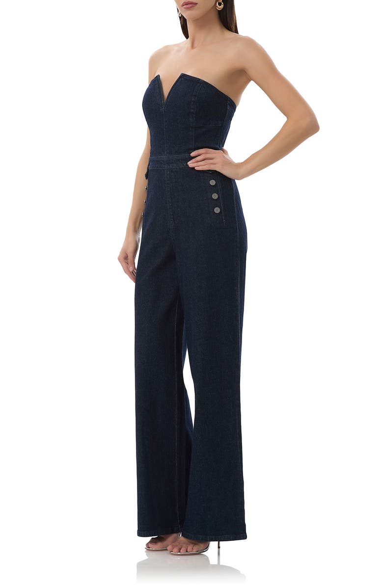 AFRM Bailey Strapless Denim Jumpsuit, Alternate, color, Midnight Rinse Wash