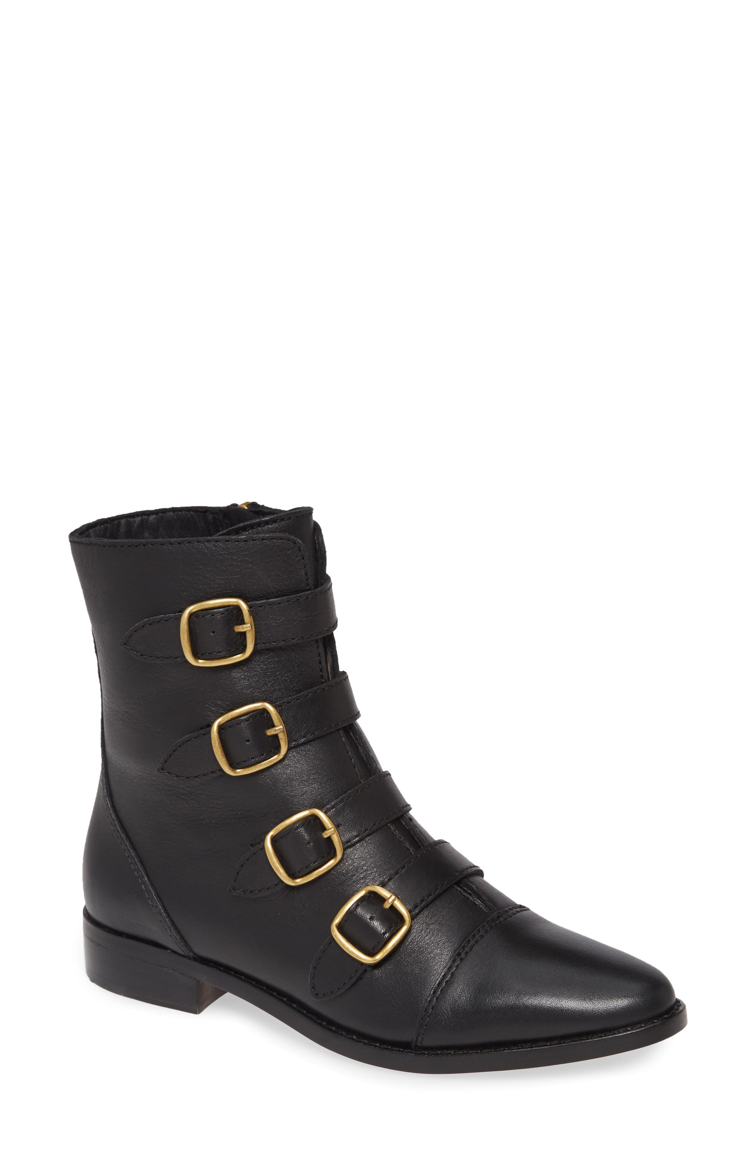 J.Crew Multi-Buckle Leather Short Boot, Main, color, 