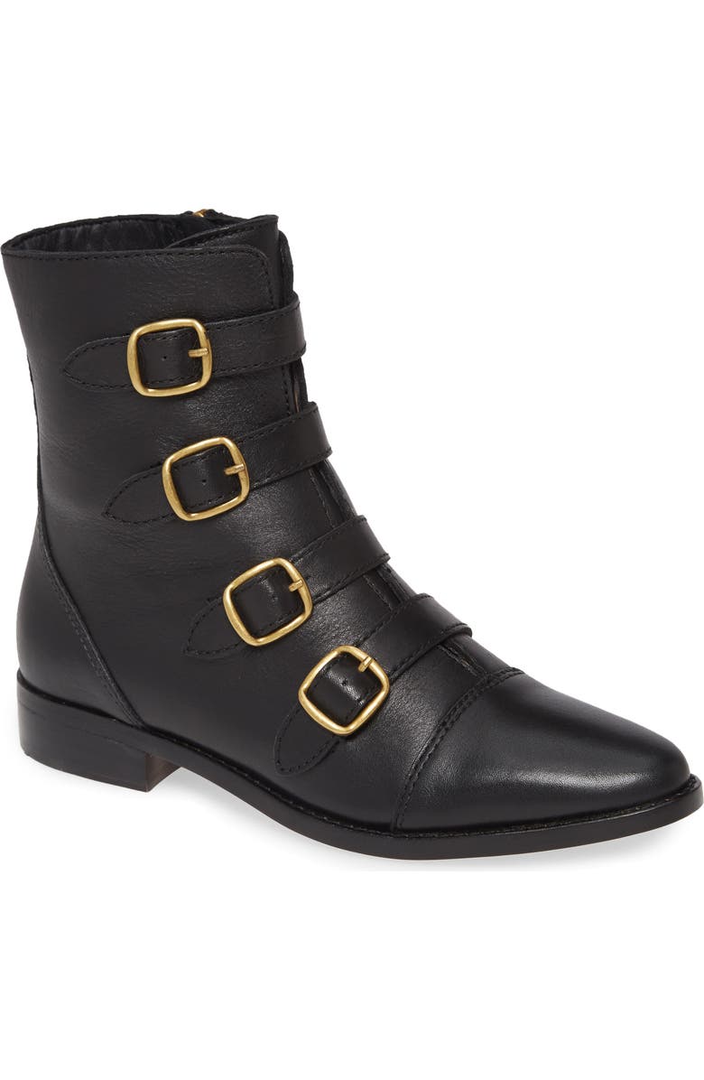 J.Crew Multi-Buckle Leather Short Boot, Main, color,