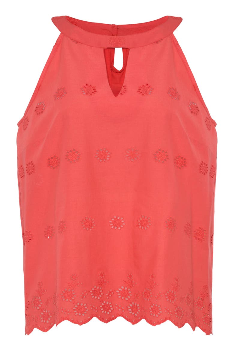 Sleeveless Eyelet Lace Blouse, Alternate, color, Coral
