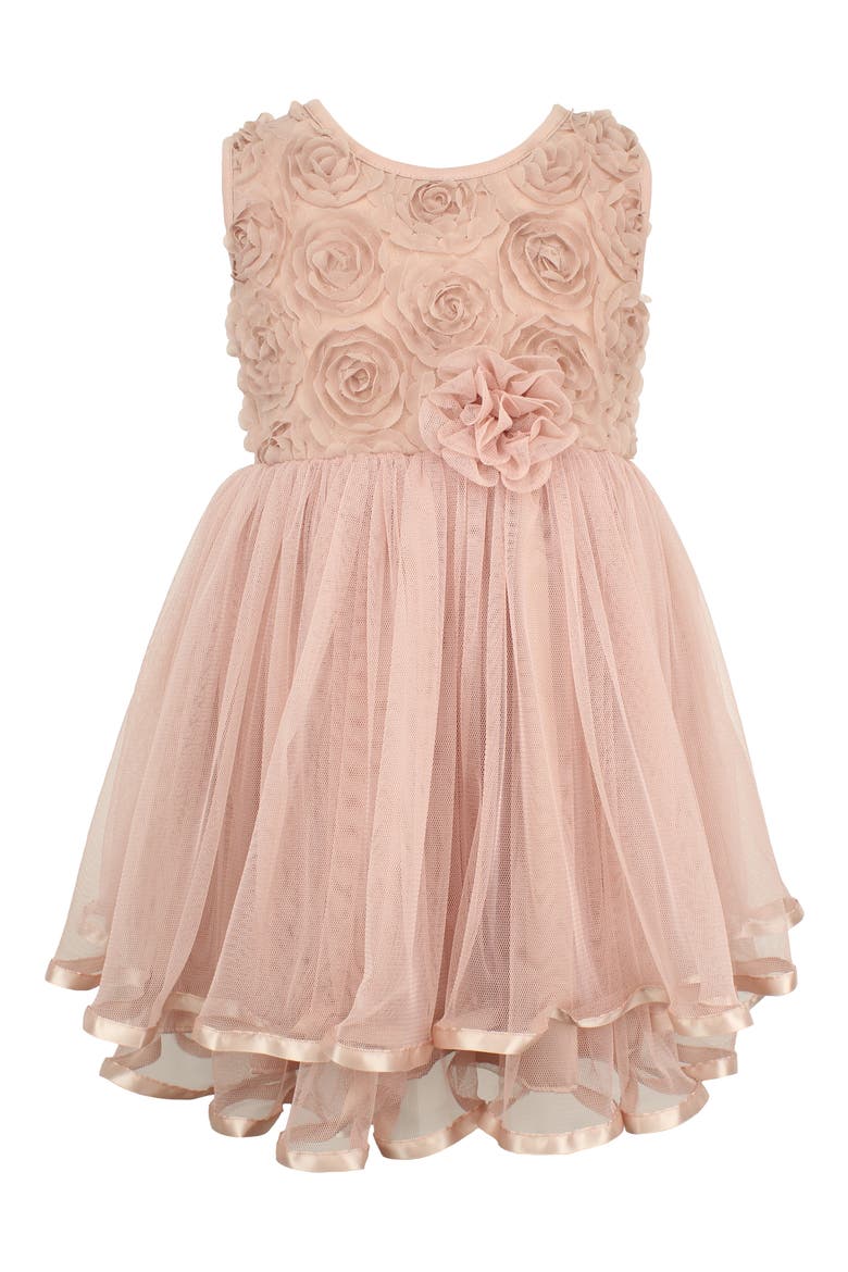 Rosette Tulle Dress, Main, color, DUSTY PINK