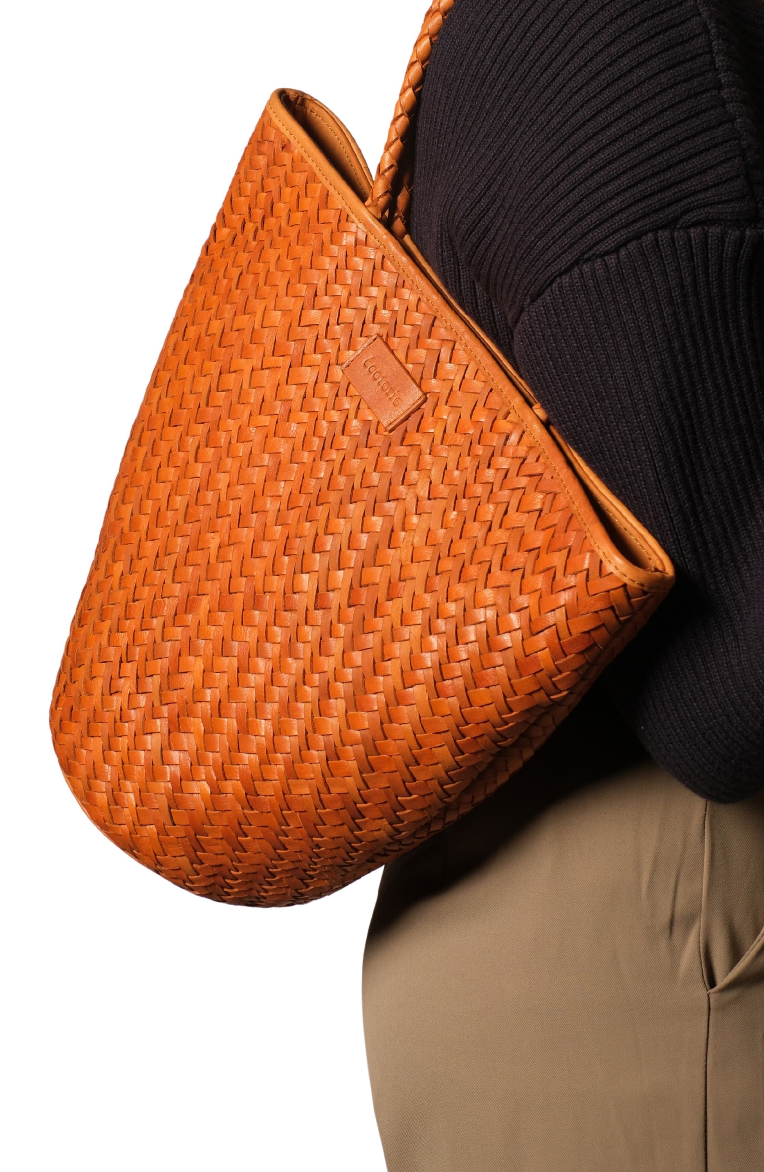 Arlington Woven Leather Bucket Bag, Alternate, color, TAN