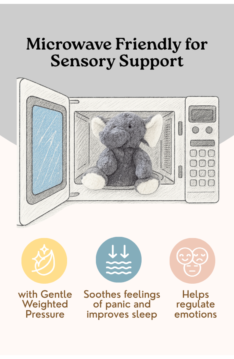 Mindful and Co Kids Microwavable and Weighted Plush Buddies, Alternate, color, Eleanor The Elephant