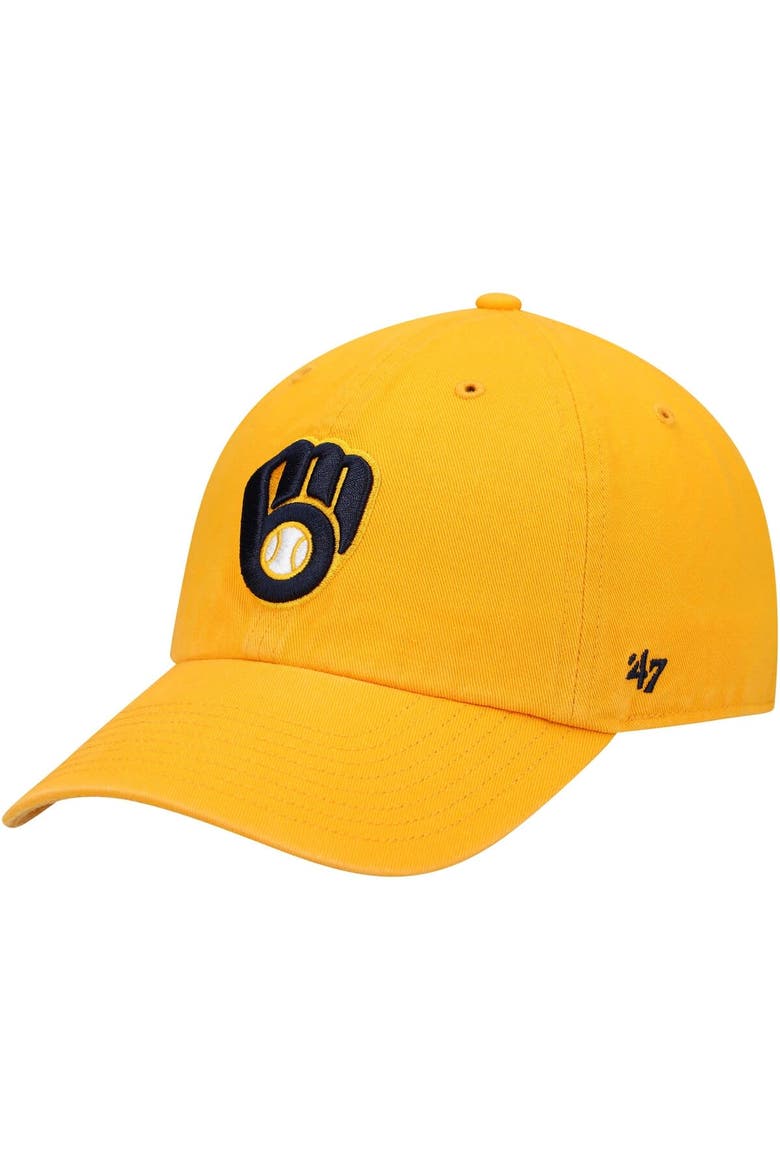 Men's '47 Gold Milwaukee Brewers Clean Up Adjustable Hat, Main, color, Gold