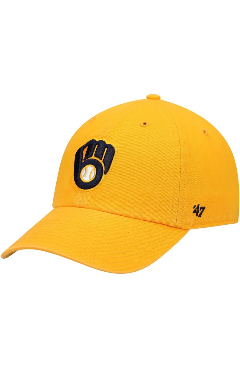 '47 Men's '47 Gold Milwaukee Brewers Clean Up Adjustable Hat, Main, color, Gold