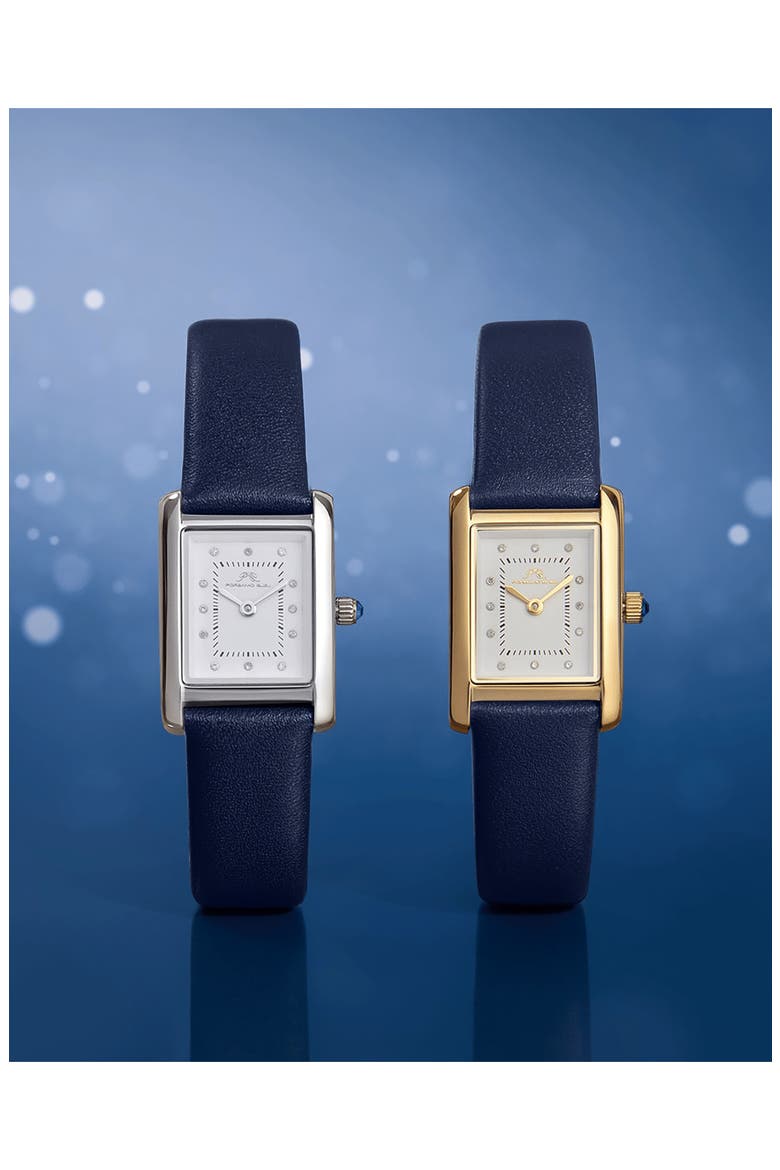 Karolina Diamond Leather Strap Watch, 21.5mm x 30mm - 0.06 ctw, Alternate, color, SILVER-BLUE