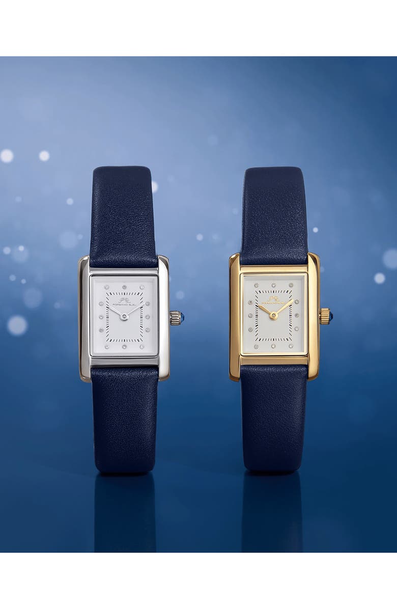 PORSAMO BLEU Karolina Diamond Leather Strap Watch, 21.5mm x 30mm - 0.06 ctw, Alternate, color, Silver-Blue