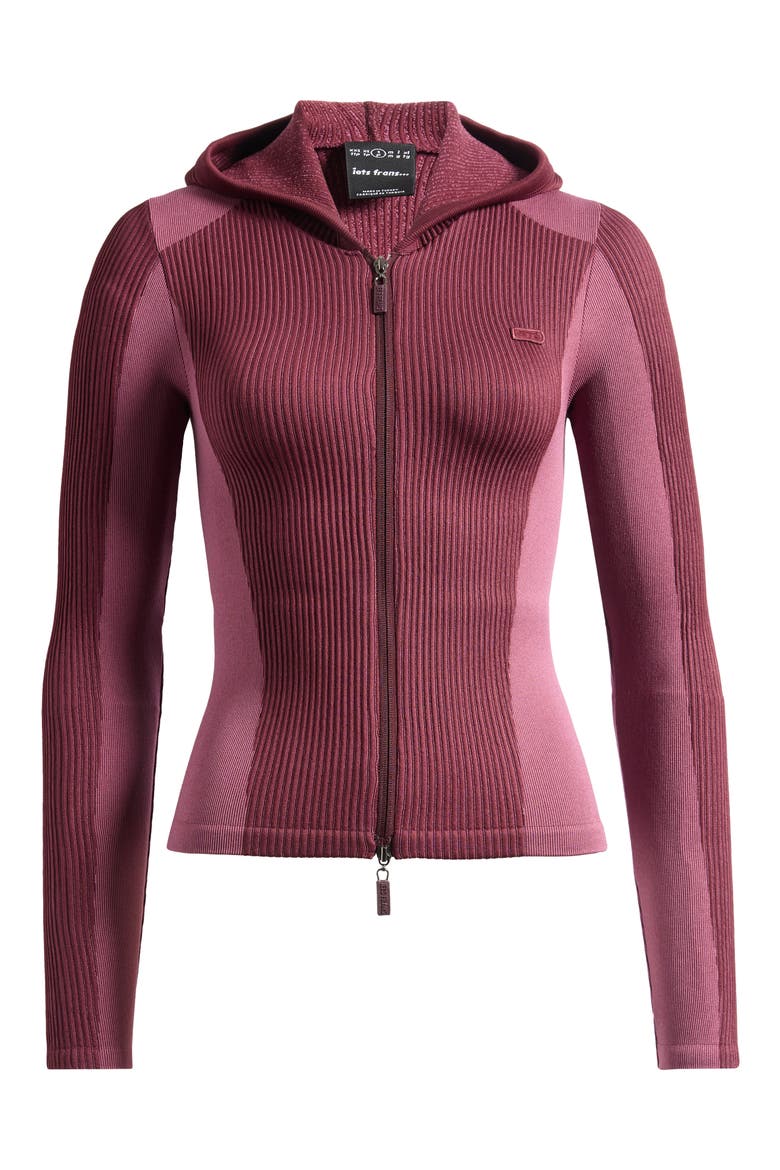 Hooded Knit Track Top, Alternate, color, BURGUNDY