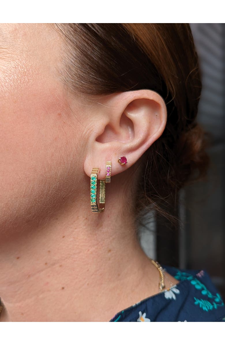 Campbell + Charlotte Spark Octagon Hoop Earring, Alternate, color, Emerald-Gold