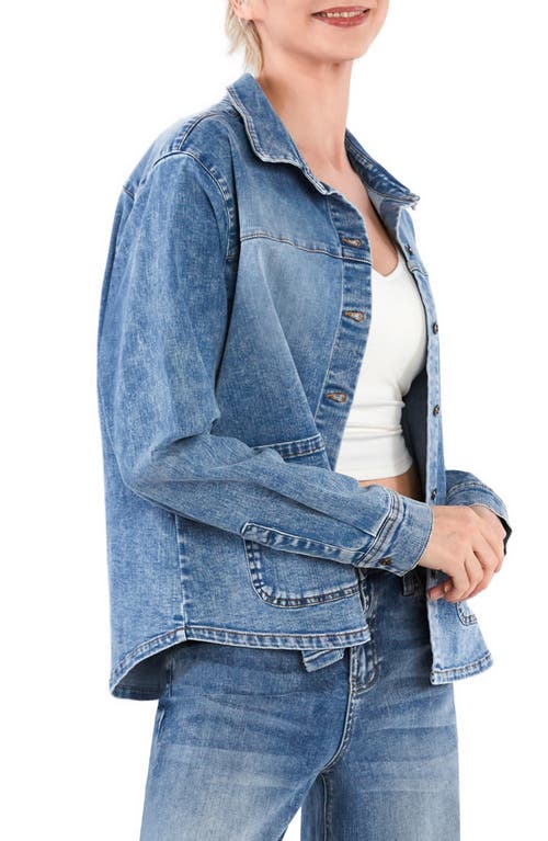 Hint Of Blu The Latest Scoop Denim Shirt Jacket In Blue