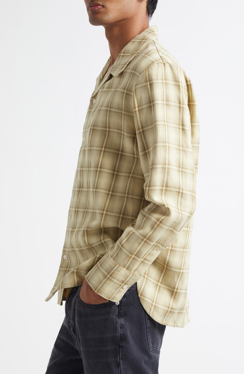 Séfr Ignacio Plaid Cotton & Linen Button-Up Shirt, Alternate, color, Forest Hombre