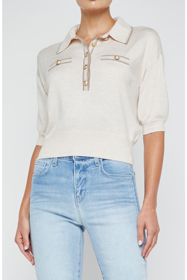 Masaki Polo Sweater, Main, color, PARCHMENT/ CAPPUCCINO GOLD