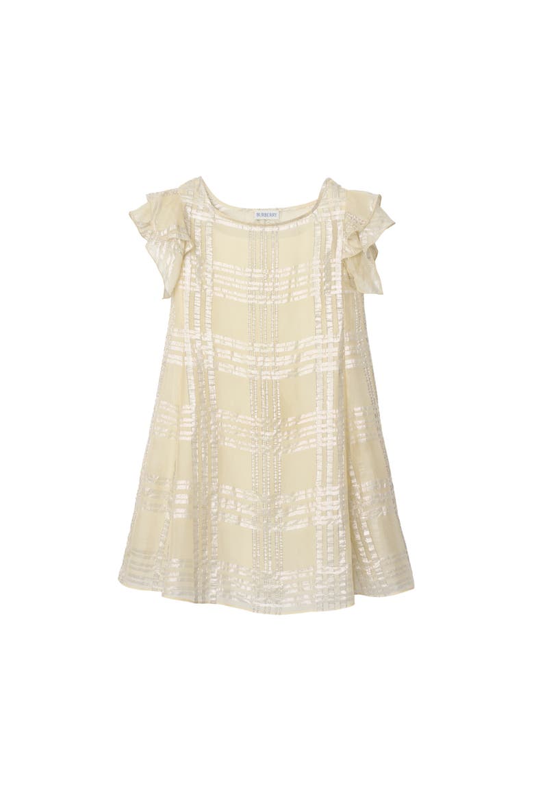 Metallic Check Silk Dress, Main, color, Sand beige