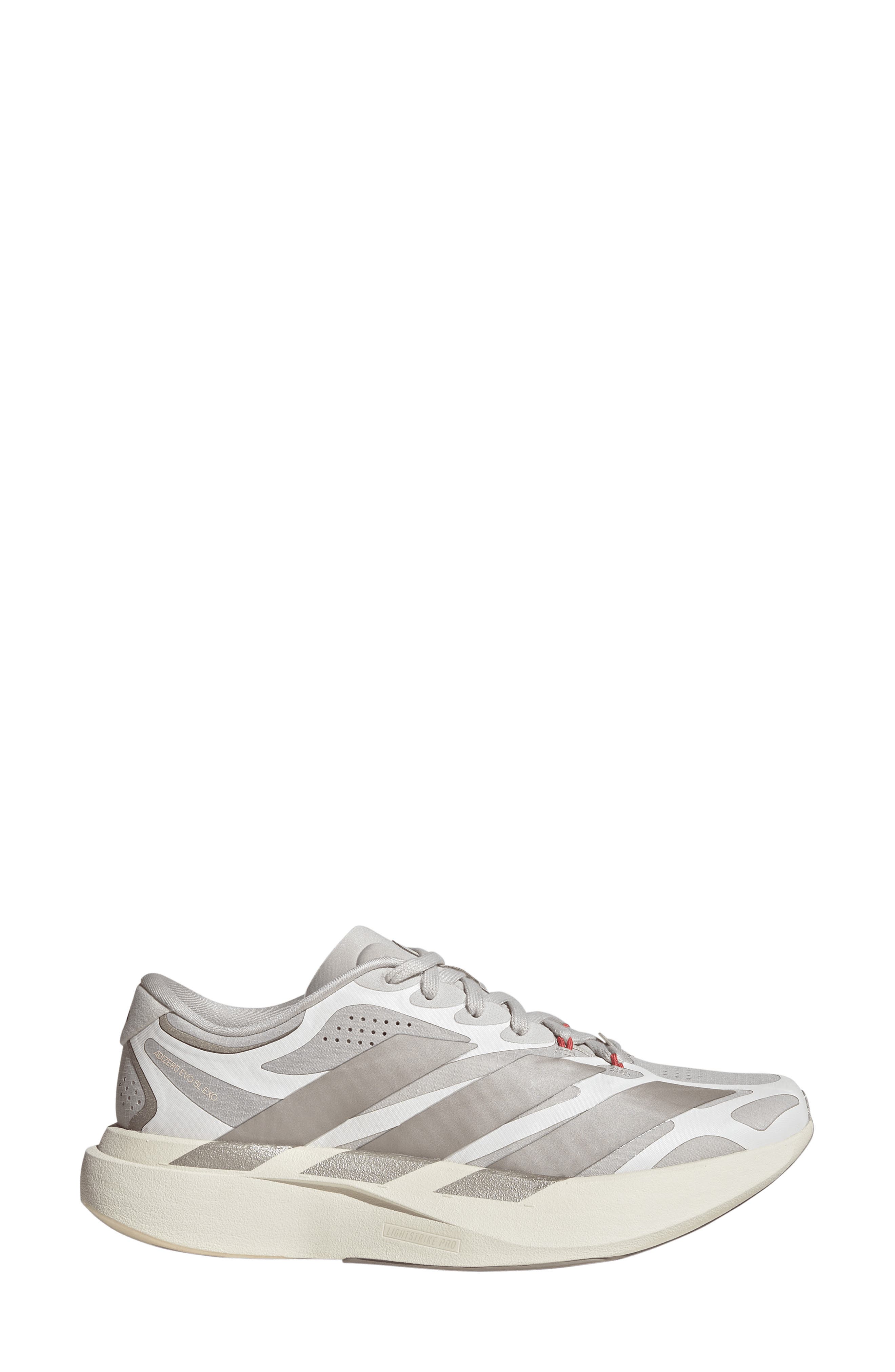 adidas Adizero Evo SL EXO Running Shoe, Alternate, color, White/ White/ Haze Coral