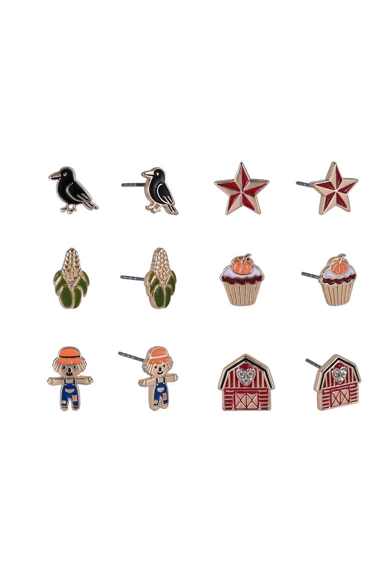 Farm Favorites 6 Pair Earring Set, Main, color, Orange