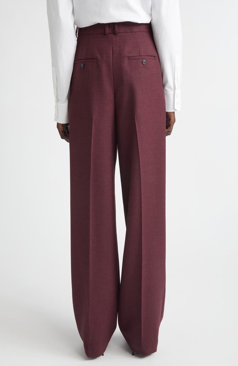 Saint Laurent High Waist Wool Straight Leg Pants, Alternate, color, Lie De Vin