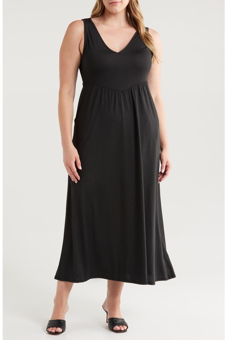 Sleeveless Stretch Maxi Dress, Main, color, BLACK
