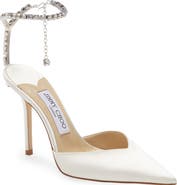 Jimmy Choo Saeda Crystal Ankle Strap Pointed Toe Pump