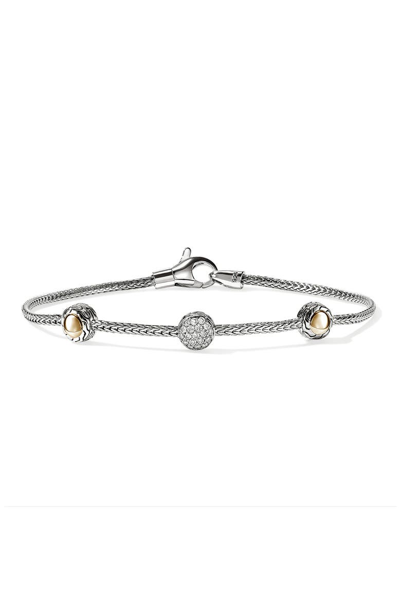 JH Essential Station Bracelet, Diamonds, 1.8mm, Main, color, SILVER GOLD DIAMOND