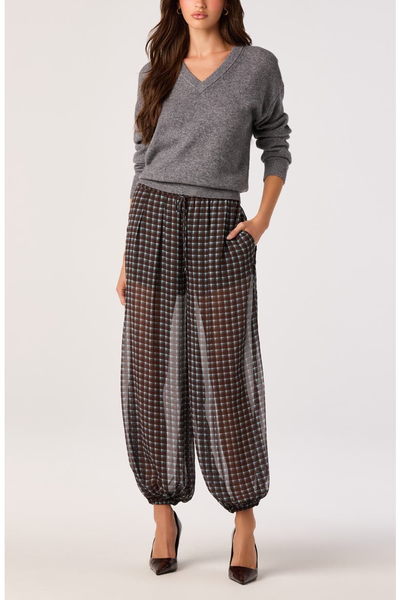 Airen Plaid Ankle Pants, Alternate, color, BROWN BLUE PLAID
