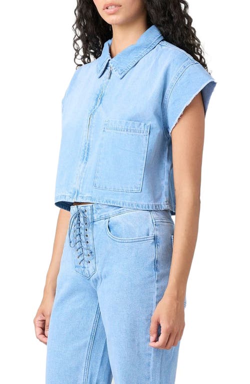 Tt Studios Lindsey Cropped Denim Shirt In Brown