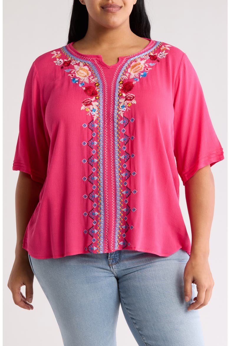 Embroidered Blouse, Main, color, FUCHSIA