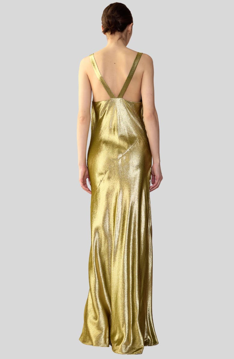 Cynthia Rowley Liquid Gold Lamé Dress, Alternate, color, 