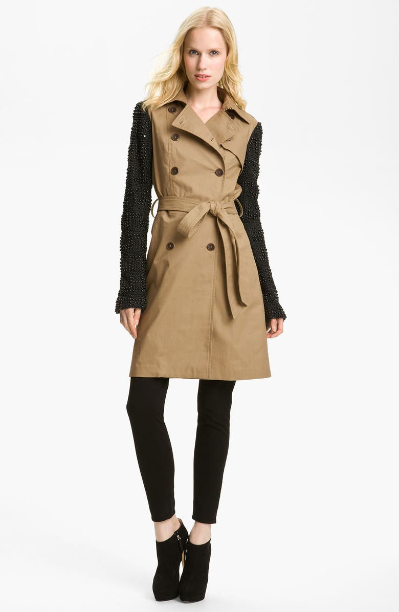 Gryphon Embellished Sleeve Trench Coat, Main, color,