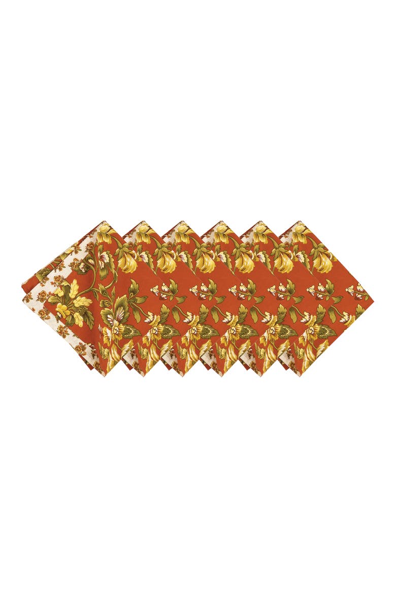 C&F Home Estelle Reversible Floral Damask Napkin Set of 6, Alternate, color, Orange